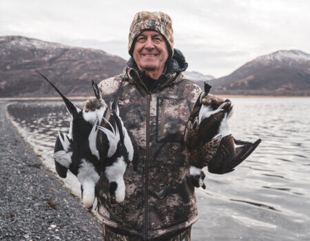 wta_1157_DSC04372 Dad with his Long Tail Ducks, 3 ducks one shot