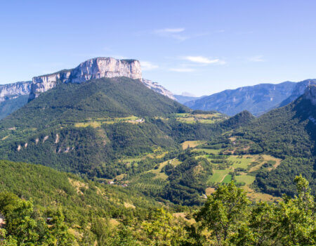 Panorama sur le massif du Vercors depuis le col de Toutes Aures, Choranche, Isère, France
