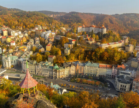 Panorama of Karlovy Vary from a hill